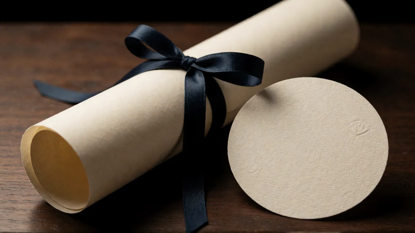A large blank sheet with a smooth blind-embossed circle pressed into one corner, the circle empty of any mark